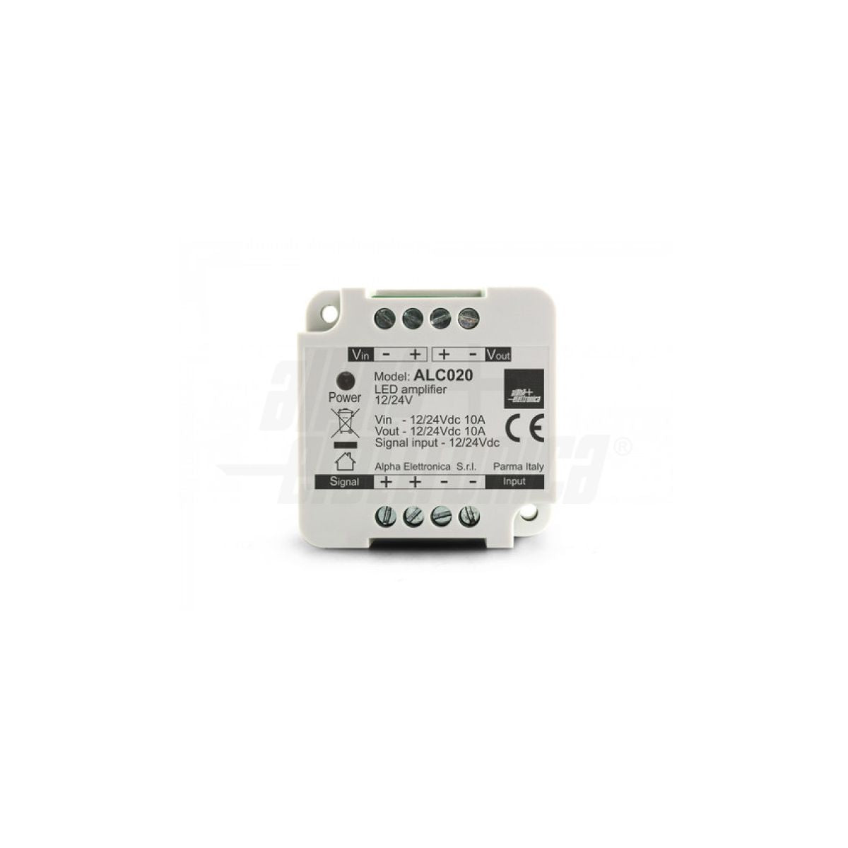 Amplificatore led monocolore vista frontale corpo bianco