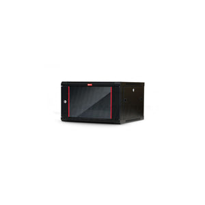 Armadio Rack a muro 19'' - 6 unità - 600x600 - Porta in vetro - Nero - Assemblato