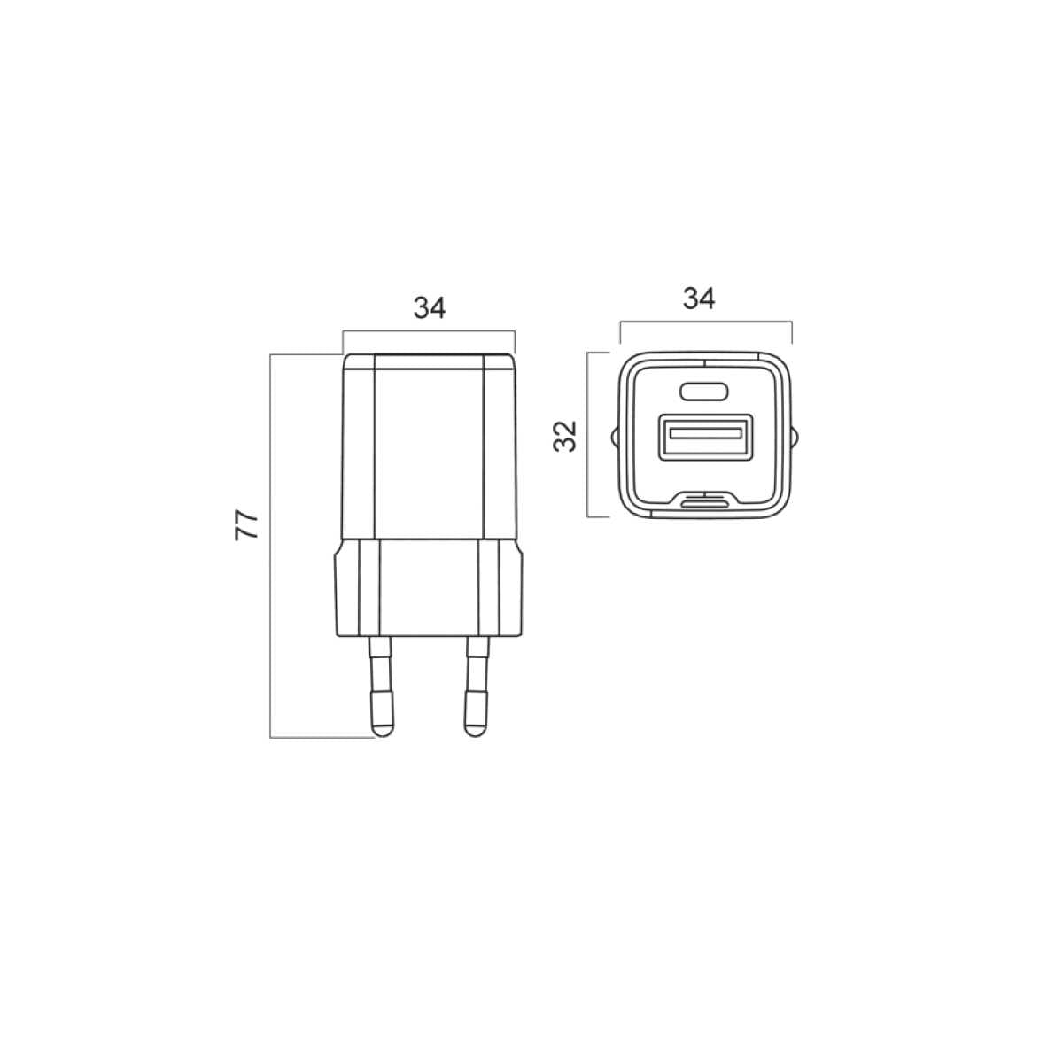 Caricatore USB C GaN 30W 2 Porta Power Delivery A+C Bianco