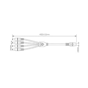 Cavo Splitter di Alimentazione DC 1 Femmina 4 Maschio 5,5-2,1mm 40cm