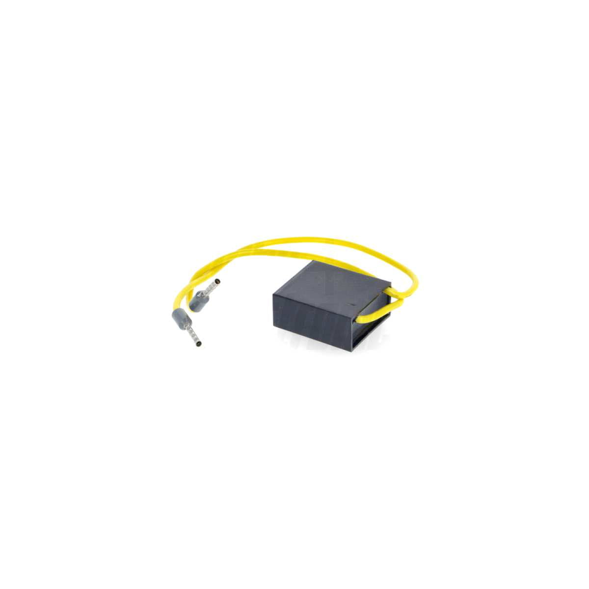 Vista 3/4 el modulo limitatore corrente di spunto per LED, con cavi integrati e design sottile per impianti elettrici professionali