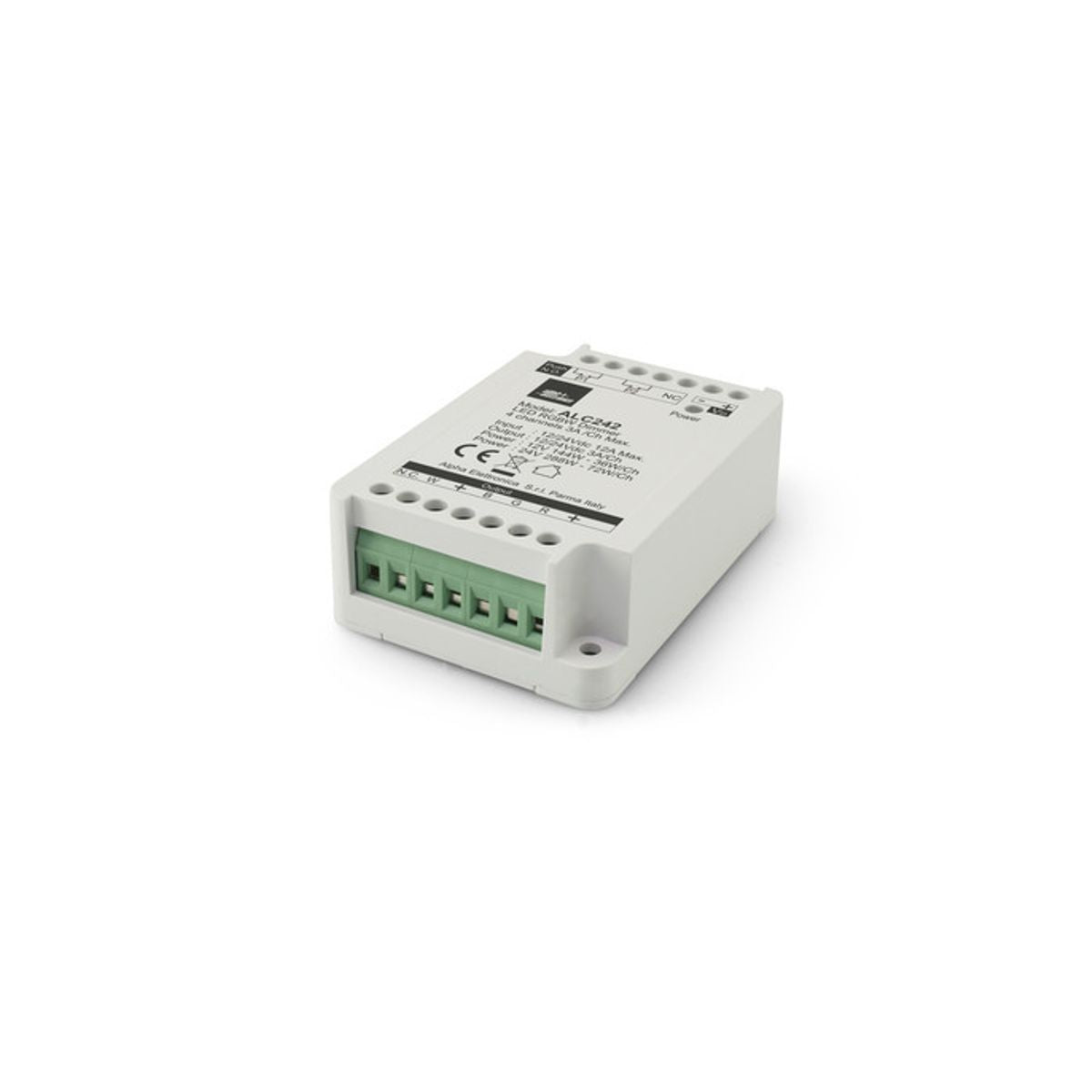Controller led RGBW 12/24V 4 canali 3A con due pulsanti opto-isolati