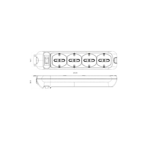 Disegno tecnico ciabatta multiupresa 4 prese bianco