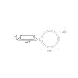 Faretto a Led Incasso 18W Soffitto Cartongesso Diametro 22.2 cm Foro 19cm