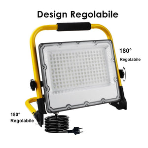 Faretto da lavoro led 100W orientabile con staffa per cantiere