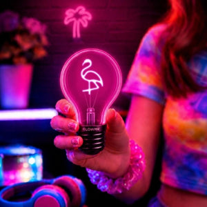 Lampada Decorativa Fenicottero GLOW ME LED Ricaricabile USB-C da Tavolo