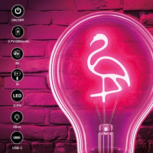 Lampada Decorativa Fenicottero GLOW ME LED Ricaricabile USB-C da Tavolo