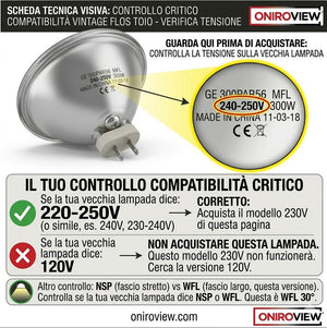 Lampada Ricambio per Flos Toio PAR56 GX16d 300W 230V