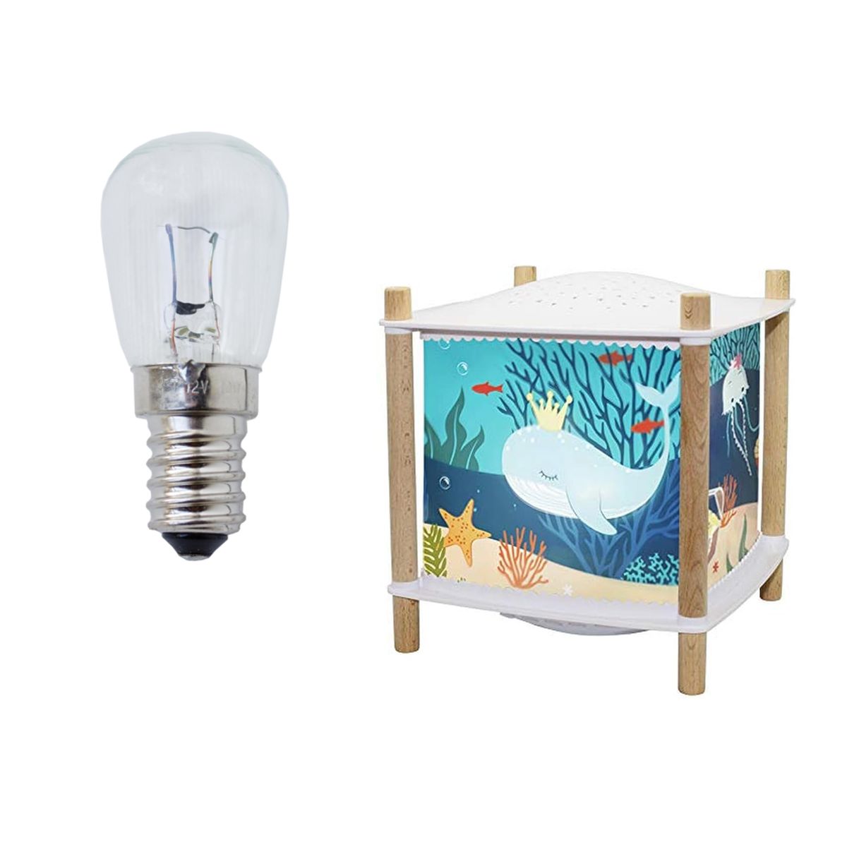 Lampadina E14 12V 10W trasparente per ricambio Lanterna Magica.