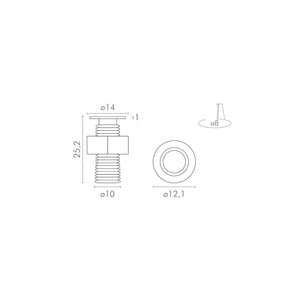 misure tecniche Mini Spot Led Incasso 12V 0.2W Luce Calda Dimmerabile Silver