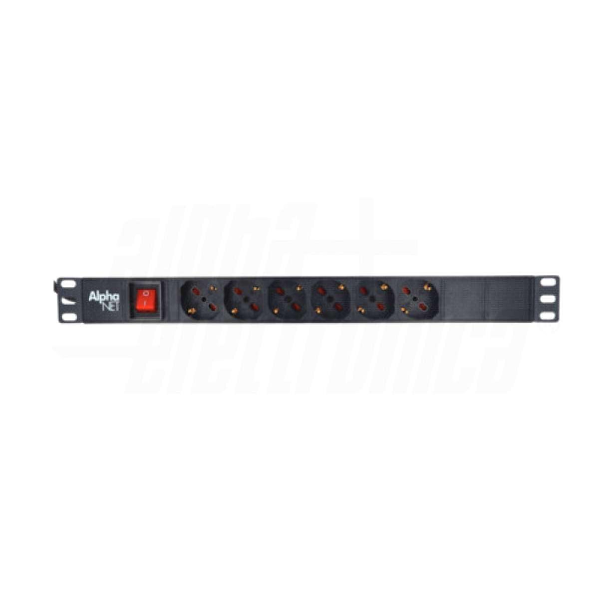 Multiprese Rack 19" 6 Prese Trivalenti Cavo 2mt Spina 16A Nera