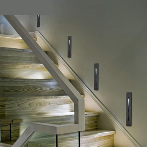 Segnapasso Led Esterno Lama di Luce Antracite 3W IP65 Luce Calda con Cassaforma