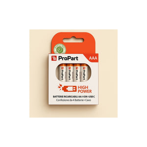 Batterie Ministilo AAA Ricaricabili USB-C 1.5V 435mAh - Confezione da 4