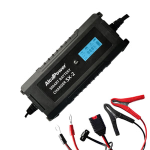 Caricabatteria Auto Professionale SX-2 10A 12V/24V e Litio - Display - AlcaPower