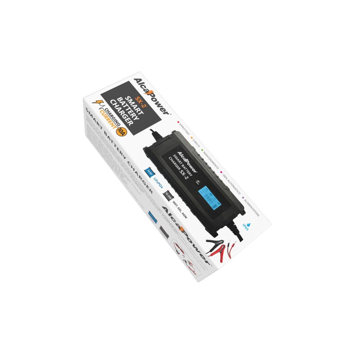 Caricabatteria Auto Professionale SX-2 10A 12V/24V e Litio - Display - AlcaPower