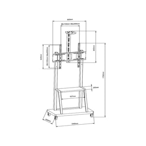 Carrello Porta TV con Ruote 40-100 Pollici VESA 800x600 120 Kg con Ripiani