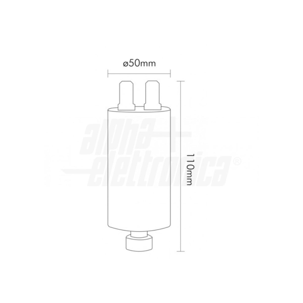 Condensatore 50 µF 450V Faston 6,3 mm Polipropilene per motori