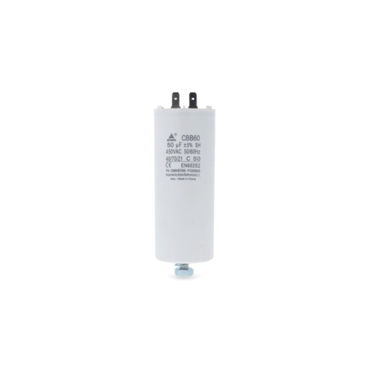Condensatore 50 µF 450V Faston 6,3 mm Polipropilene per motori