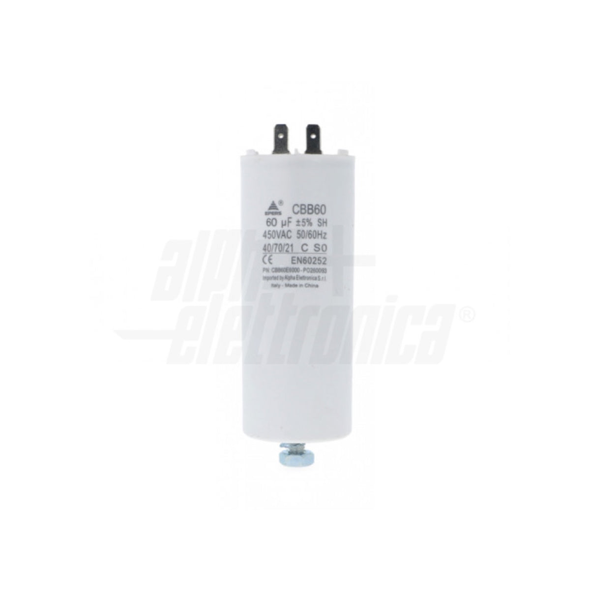 Condensatore 60 µF 450V Faston 6,3 mm Polipropilene per motori