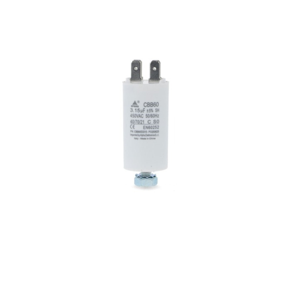 Condensatore 3,15 µF 450V Faston 6,3 mm — Polipropilene per motori