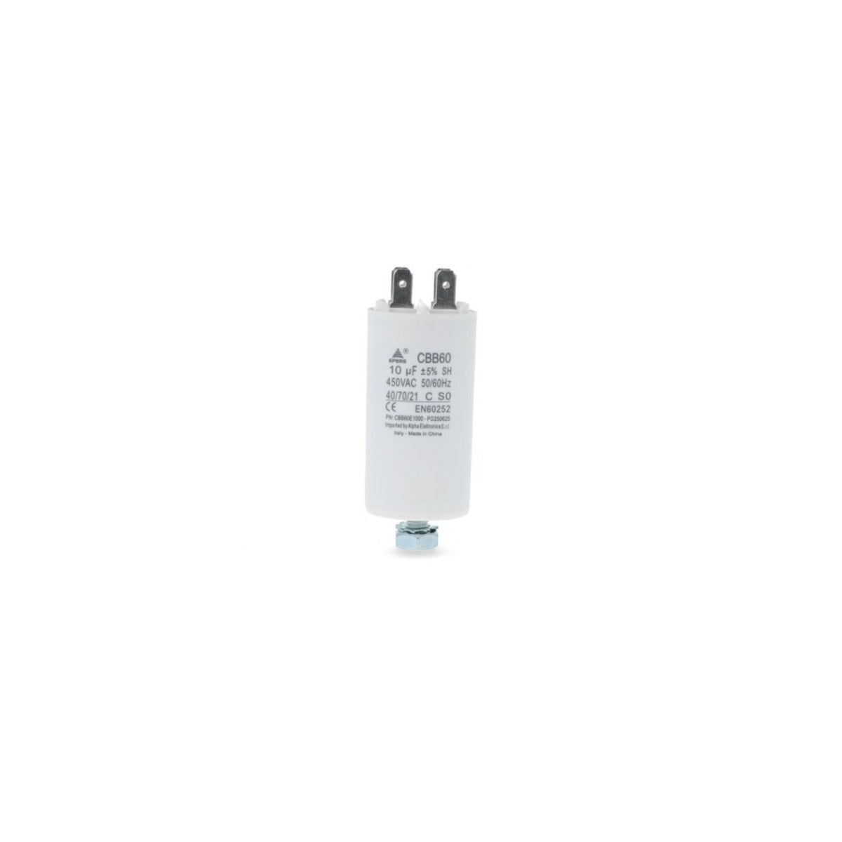 Condensatore Rifasamento 10 µF 450V Faston 6,3 mm — Polipropilene per motori