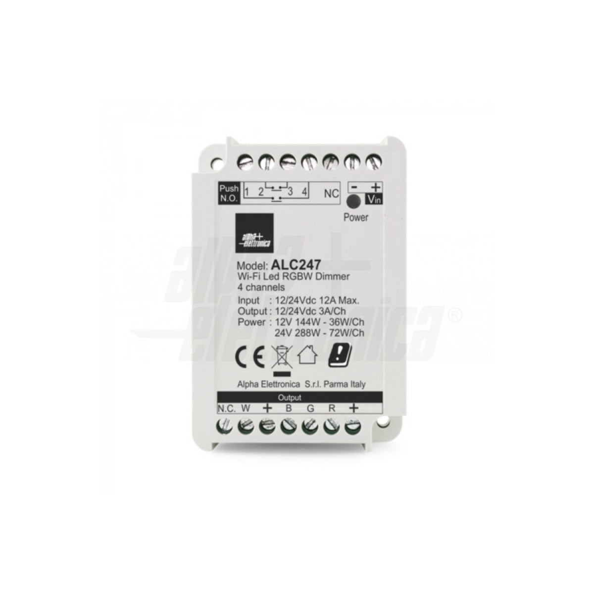 vista frontale dimmer rgbw