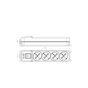 Disegno tecnico ciabatta multifase 4 prese