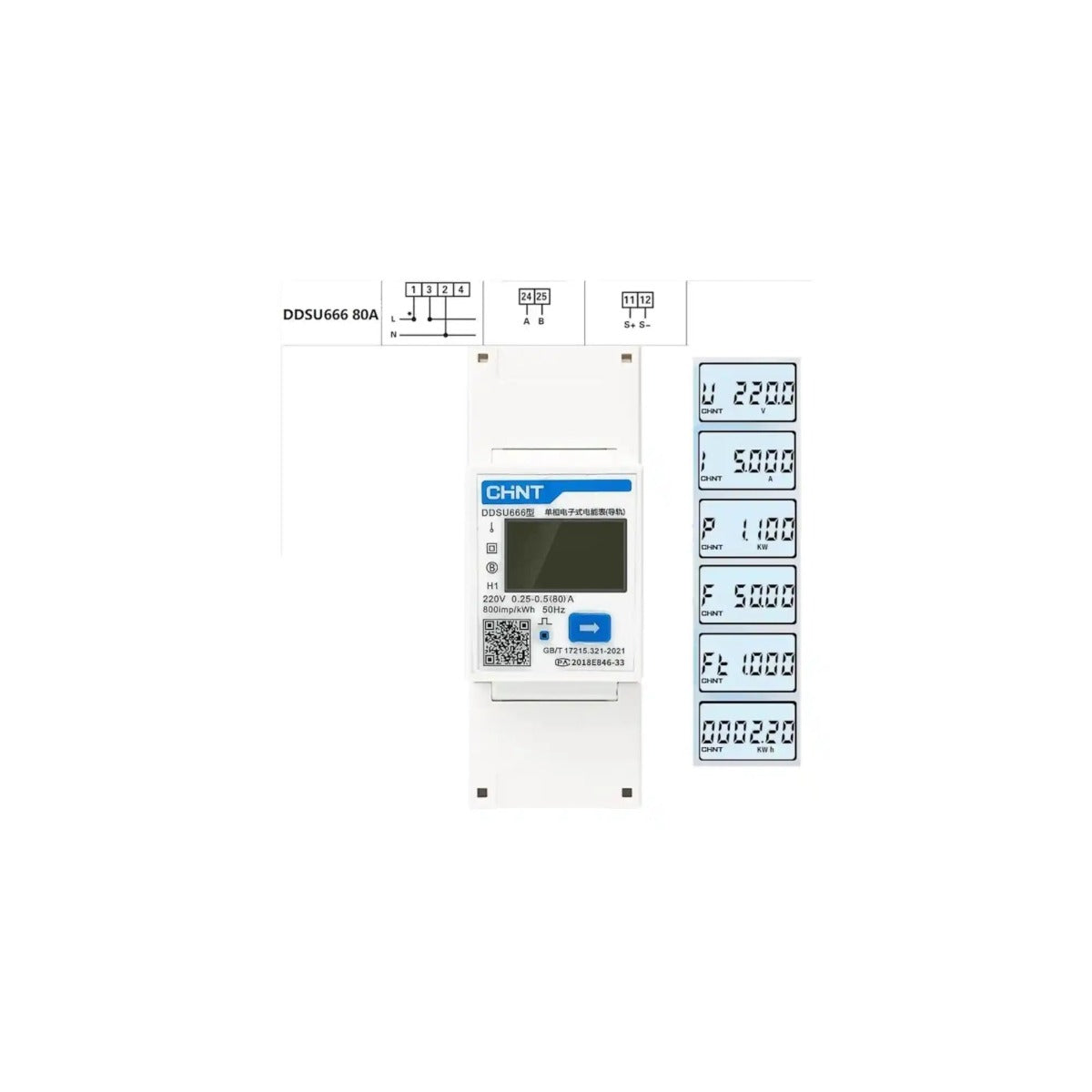 FoxESS DTSU666CT Contatore Trifase Bidirezionale 1.5(6)A con 3 TA 200A/5A