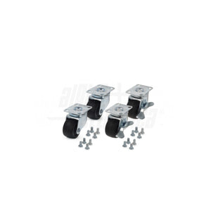 Kit 4 Ruote Piroettanti con Viti per Armadio Rack a Pavimento con freno