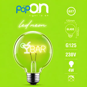 Lampadina decorativa LED G125 E27 POPON BAR scheda con dati E27 G125 230V 4W