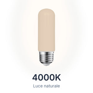 Lampadina LED tubolare E27 10W 4000K luce naturale, vetro bianco