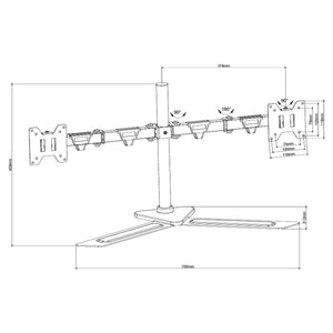 Supporto Doppio Monitor da Tavolo con Base 13-32 Pollici VESA 100x100 10 Kg x2