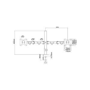Supporto Doppio Monitor da Tavolo con Morsetto 13-32 Pollici VESA 100x100 10 Kg x2