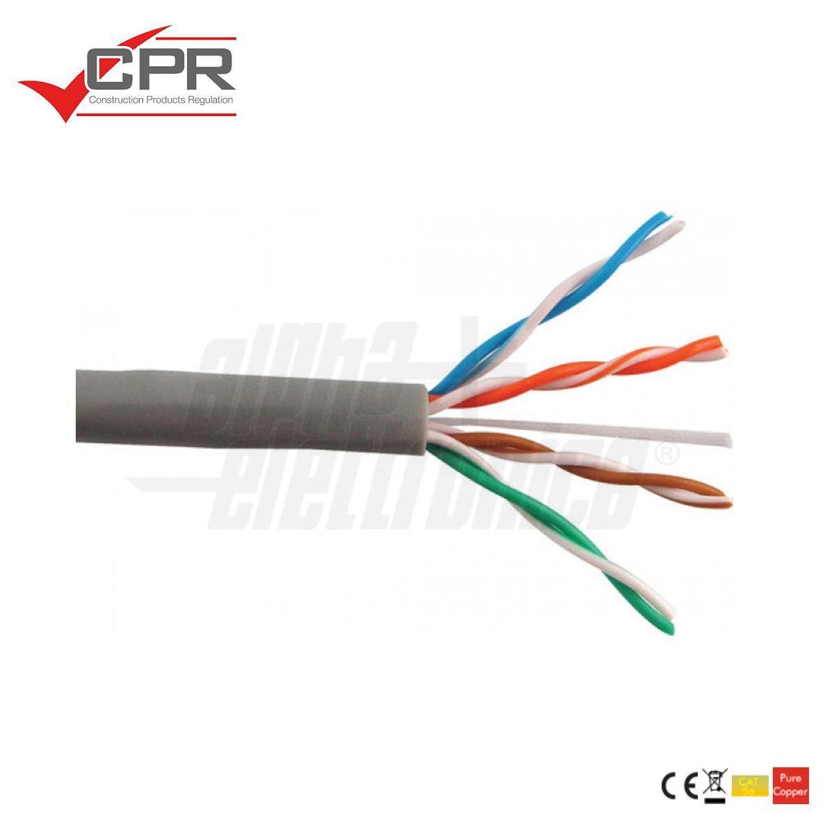 Cavo ethernet matassa 100mt Cat.5e U/UTP conduttori rigidi rame puro posa fissa grigio - Oniroview