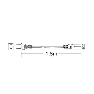 Cavo Alimentazione Spina USA Presa Tipo Otto IEC320 C7, 1.8mt Nero