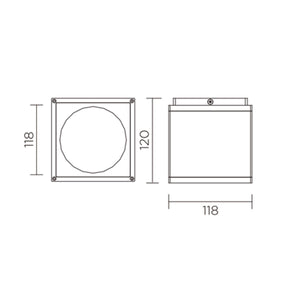 Faretto Esterno a Led Soffitto Downlight Cubo IP54 - 8W 640lm 3000K