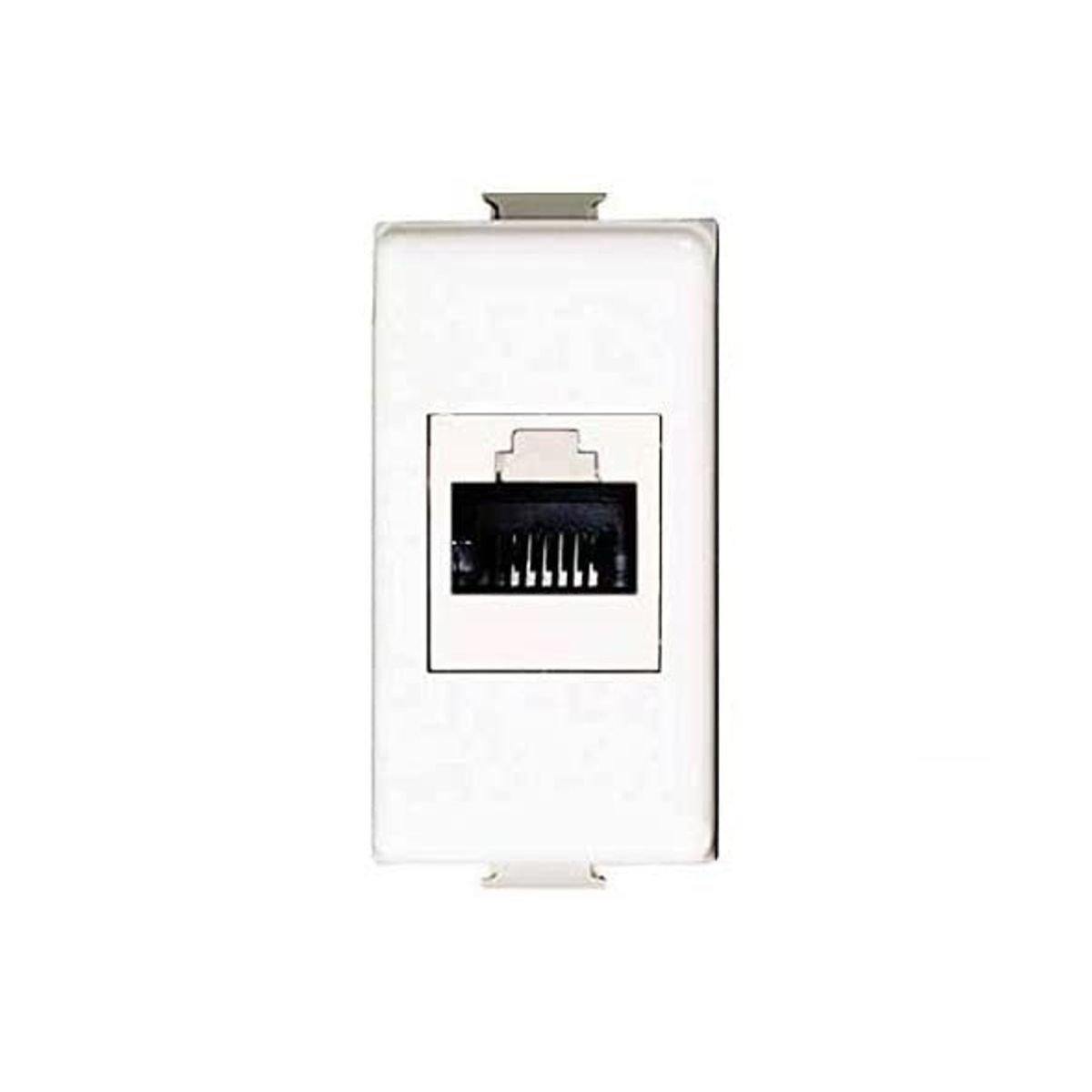 Frutto rj45 UTP cat.5e presa modulare 8 poli per cavi ethernet compatibile BTicino Matix AM5962C6 Connessione a crimpare senza attrezzi, colore Bianco