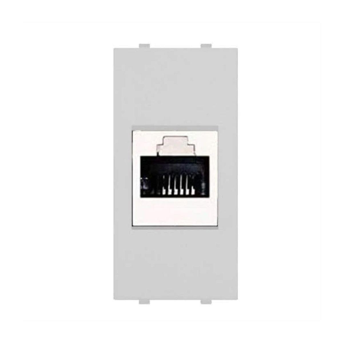 Frutto rj45 UTP cat.6A compatibile ABB Mylos 2CSK1127CH presa modulare 8 poli per cavi ethernet connessione a crimpare senza attrezzi, colore bianca