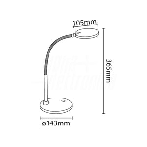 Lampada da tavolo Led con Interruttore Luce Calda - 5,5W - Snodabile, colore Silver