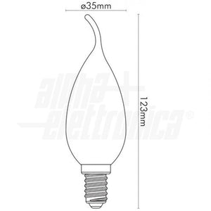 Lampada led colpo di vento filamento E14 4W trasparente tutto vetro luce calda 2700K