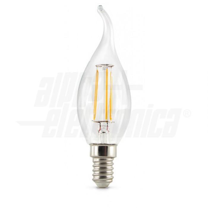 Lampada led colpo di vento filamento E14 4W trasparente tutto vetro luce calda 2700K