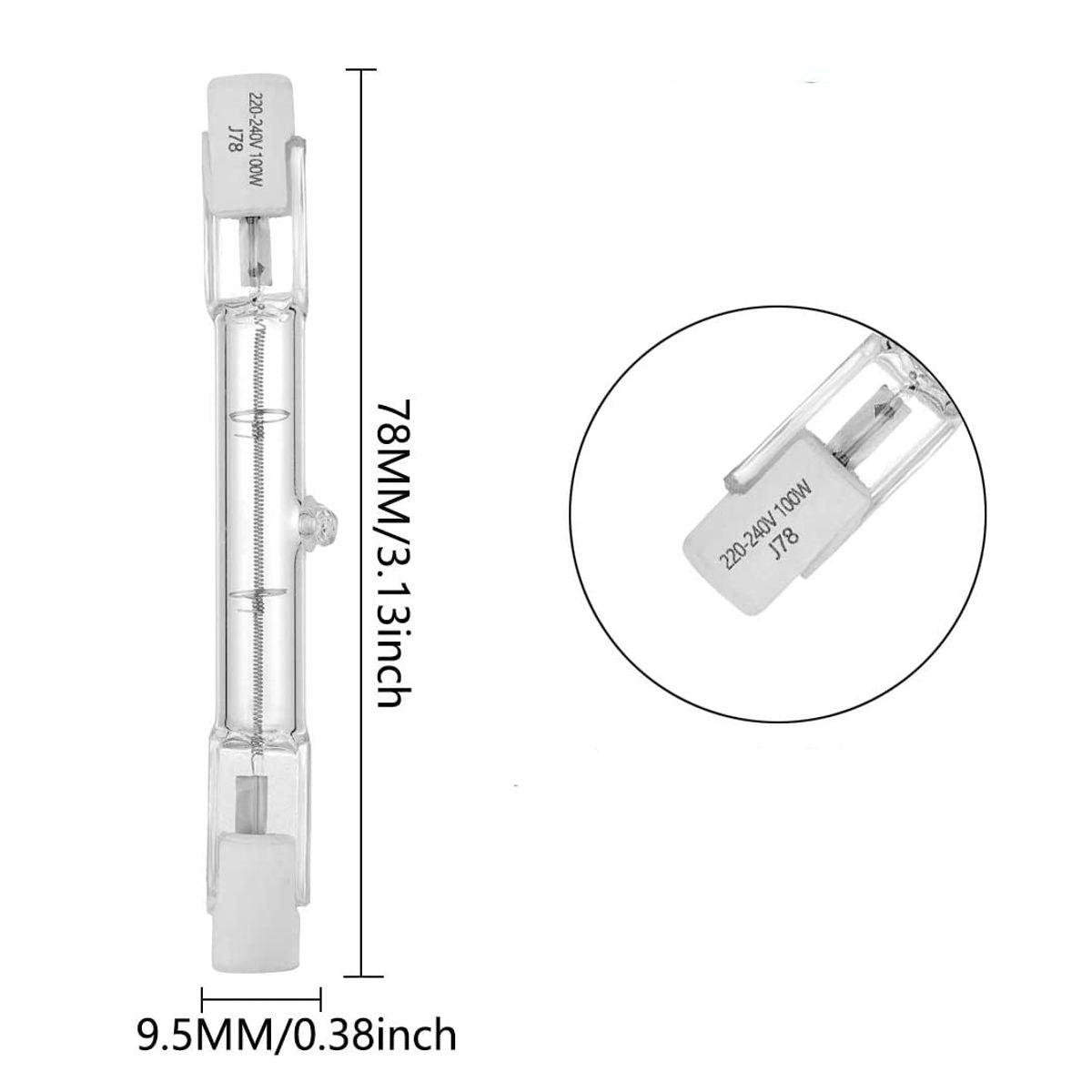 Lampadina Alogena r7s 78mm 80W Lineare Basso Consumo Dimmerabile