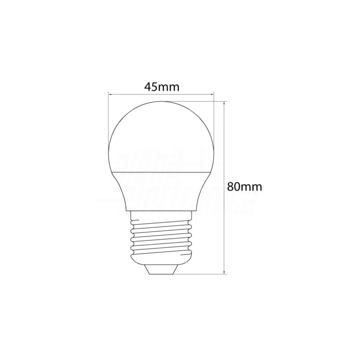 Lampadina led E27 luce calda 6W forma sfera 3000K