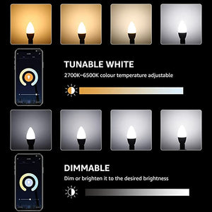 Lampadine Smart Alexa E14 Compatibili Wi-Fi 5W LED Dimmerabile CCT Bianco dinamico
