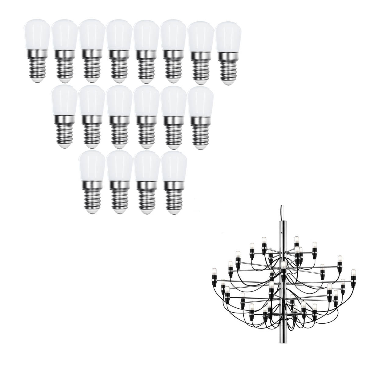 Lampadine per Flos 2097 Filoled E14 1.5W Opaca, Luce Naturale 4000K