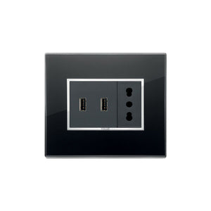Presa USB Vimar Eikon Compatibile da Muro 5V 3A 15W Tipo A 20292.AC Nero