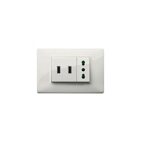 Presa USB da Muro 5V 3A 15W Modulo Aggancio Keystone per Serie Civili per Ricarica, Bianco