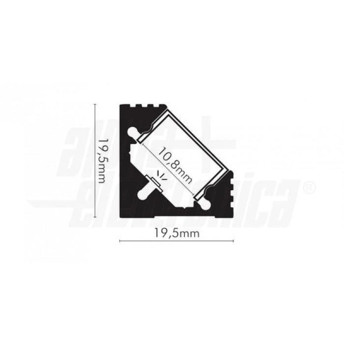 Profilo alluminio led angolare 2mt nero cover prismatico trasparente made in italy