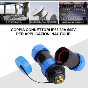 Spina Volante impermeabile quattro poli IP68 stagno 30A 500V SP21 volante Weipu