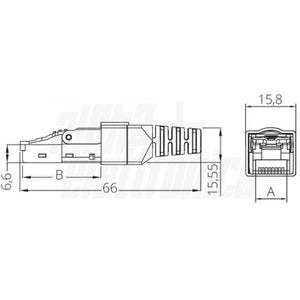 Spina modulare plug rj45 silver 8p8c cat.6A montaggio a pressione senza attrezzi tool-less per cavi rigidi e trefoli schermata - Oniroview